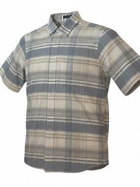 Christian Dior Men's Short-Sleeve Plaid Button-Up Shirt - Size L